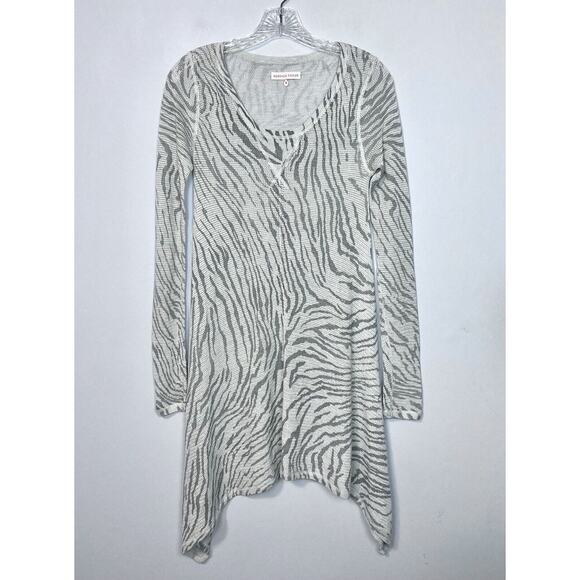 Rebecca Taylor Asymmetrical Dress Sz S Sheer Open Knit Silk Cashmere Stripes - Picture 2 of 16